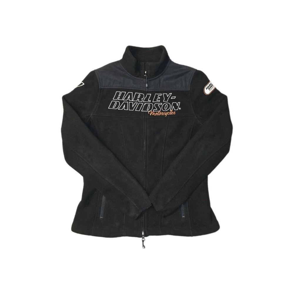 Harley-Davidson Microfleece H-D Racing Black Full Zip Jacket Womens Medium